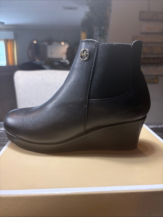 Michael Kors Other - Michael Kors Black Leather Wedge Chelsea Bootie with MK Logo